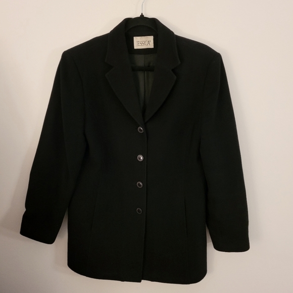 Vintage Jackets & Blazers - 𝅺vintage Black Wool Cashmere Pea Coat